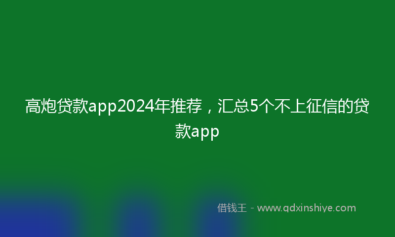 高炮贷款app2024年推荐，汇总5个不上征信的贷款app