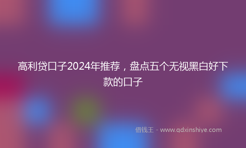 高利贷口子2024年推荐，盘点五个无视黑白好下款的口子