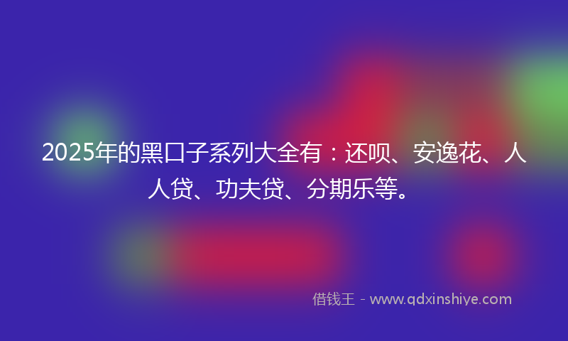 2025年的黑口子系列大全有：还呗、安逸花、人人贷、功夫贷、分期乐等。