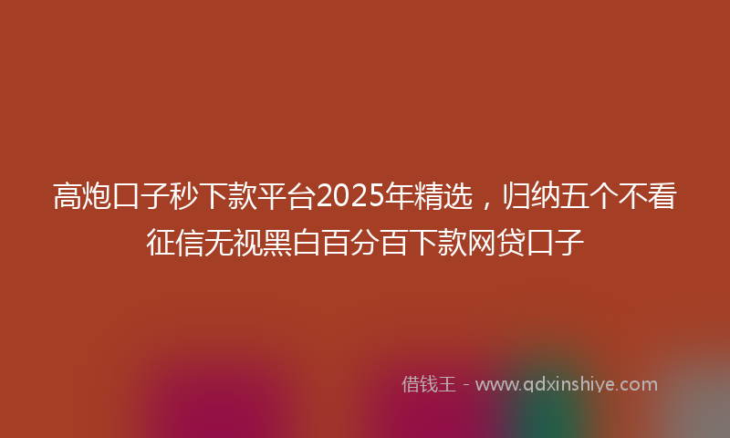 高炮口子秒下款平台2025年精选，归纳五个不看征信无视黑白百分百下款网贷口子