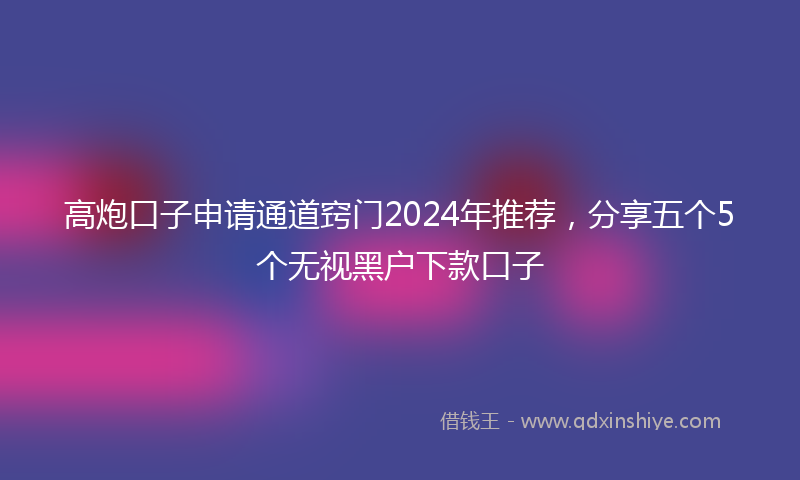 高炮口子申请通道窍门2024年推荐，分享五个5个无视黑户下款口子
