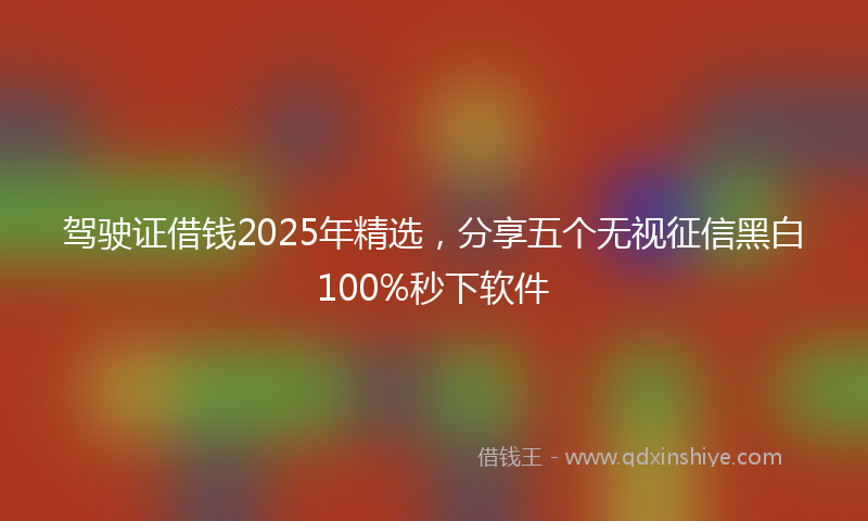 驾驶证借钱2025年精选，分享五个无视征信黑白100%秒下软件