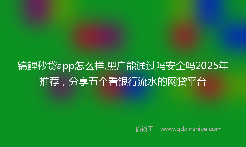 锦鲤秒贷app怎么样,黑户能通过吗安全吗2025年推荐，分享五个看银行流水的网贷平台