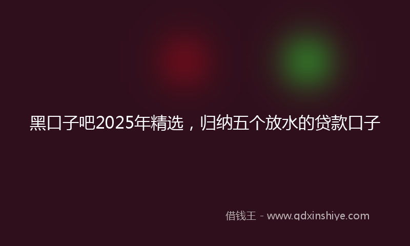 黑口子吧2025年精选，归纳五个放水的贷款口子