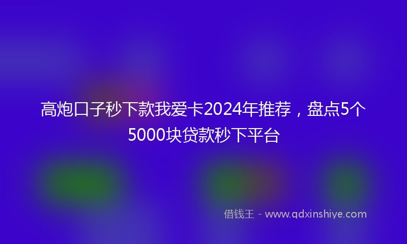 高炮口子秒下款我爱卡2024年推荐，盘点5个5000块贷款秒下平台