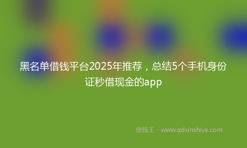 黑名单借钱平台2025年推荐，总结5个手机身份证秒借现金的app