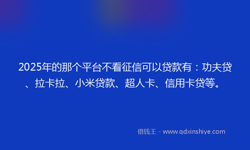 2025年的那个平台不看征信可以贷款有：功夫贷、拉卡拉、小米贷款、超人卡、信用卡贷等。