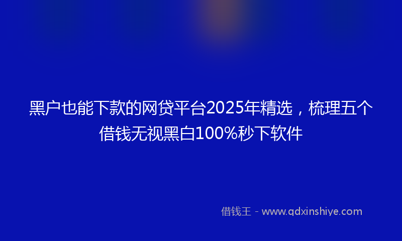 黑户也能下款的网贷平台2025年精选，梳理五个借钱无视黑白100%秒下软件