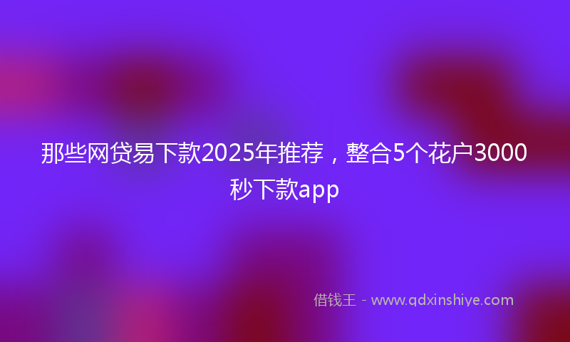 那些网贷易下款2025年推荐，整合5个花户3000秒下款app