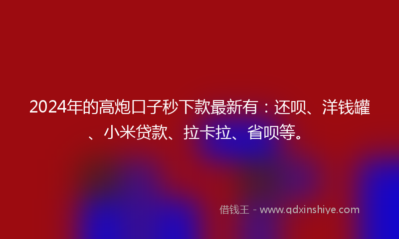 2024年的高炮口子秒下款最新有：还呗、洋钱罐、小米贷款、拉卡拉、省呗等。