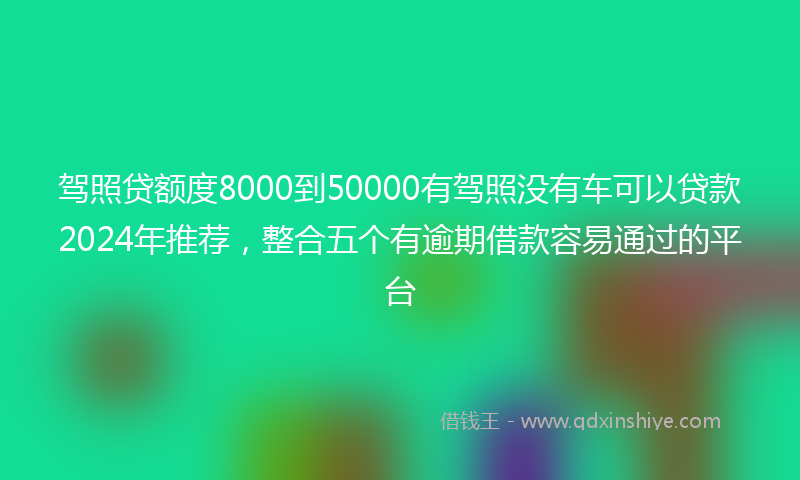 驾照贷额度8000到50000有驾照没有车可以贷款2024年推荐，整合五个有逾期借款容易通过的平台