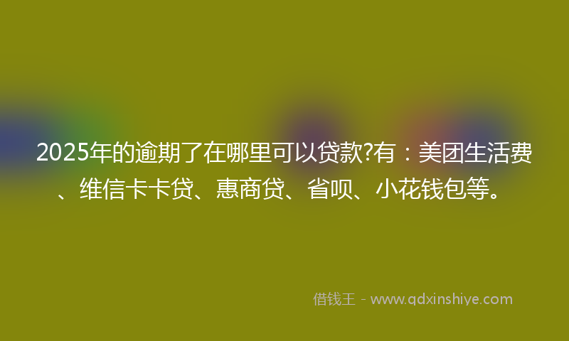 2025年的逾期了在哪里可以贷款?有：美团生活费、维信卡卡贷、惠商贷、省呗、小花钱包等。