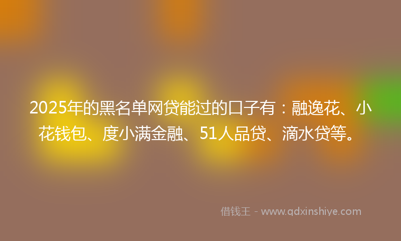 2025年的黑名单网贷能过的口子有：融逸花、小花钱包、度小满金融、51人品贷、滴水贷等。