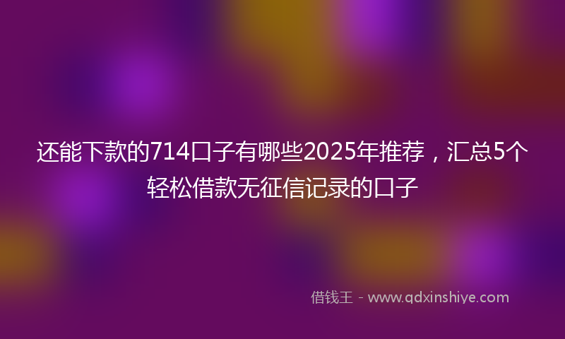 还能下款的714口子有哪些2025年推荐，汇总5个轻松借款无征信记录的口子