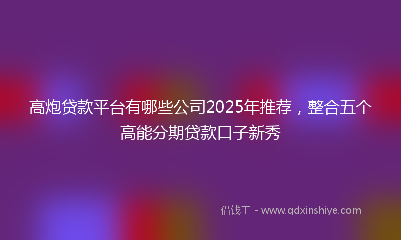 高炮贷款平台有哪些公司2025年推荐，整合五个高能分期贷款口子新秀
