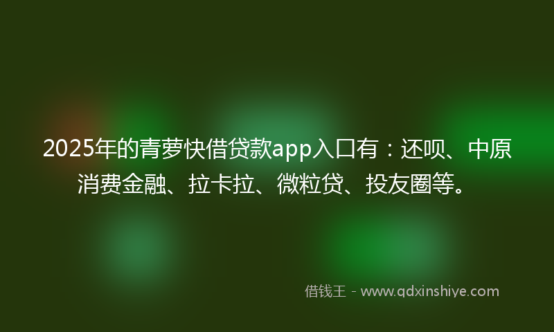 2025年的青萝快借贷款app入口有：还呗、中原消费金融、拉卡拉、微粒贷、投友圈等。