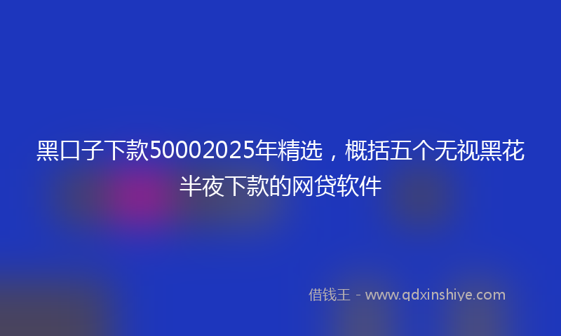 黑口子下款50002025年精选，概括五个无视黑花半夜下款的网贷软件