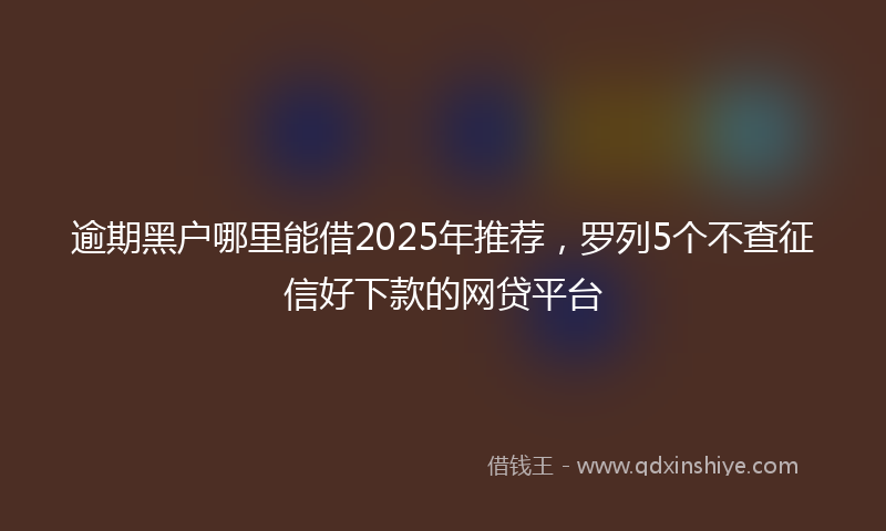 逾期黑户哪里能借2025年推荐，罗列5个不查征信好下款的网贷平台