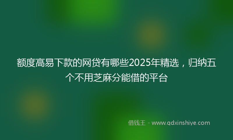 额度高易下款的网贷有哪些2025年精选，归纳五个不用芝麻分能借的平台