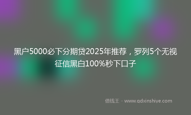 黑户5000必下分期贷2025年推荐，罗列5个无视征信黑白100%秒下口子