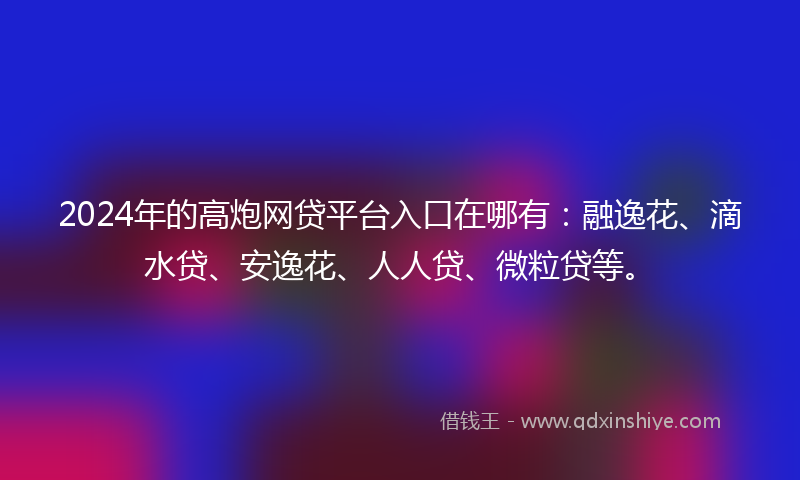 2024年的高炮网贷平台入口在哪有：融逸花、滴水贷、安逸花、人人贷、微粒贷等。