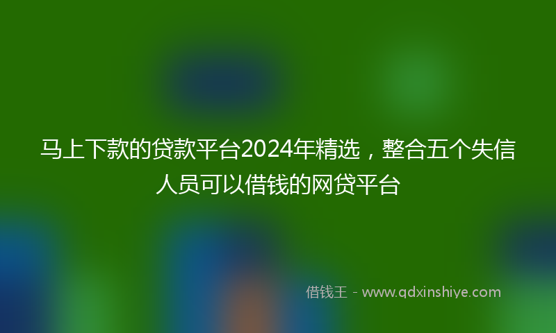 马上下款的贷款平台2024年精选，整合五个失信人员可以借钱的网贷平台