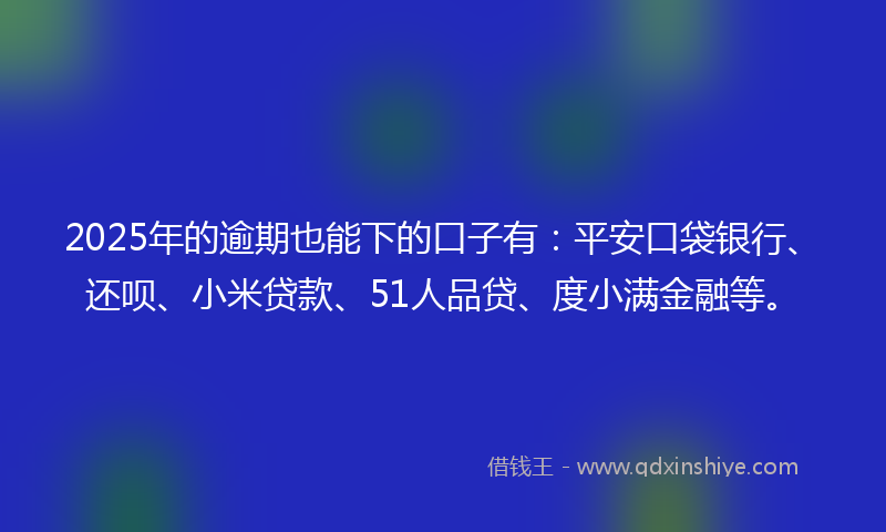 2025年的逾期也能下的口子有：平安口袋银行、还呗、小米贷款、51人品贷、度小满金融等。
