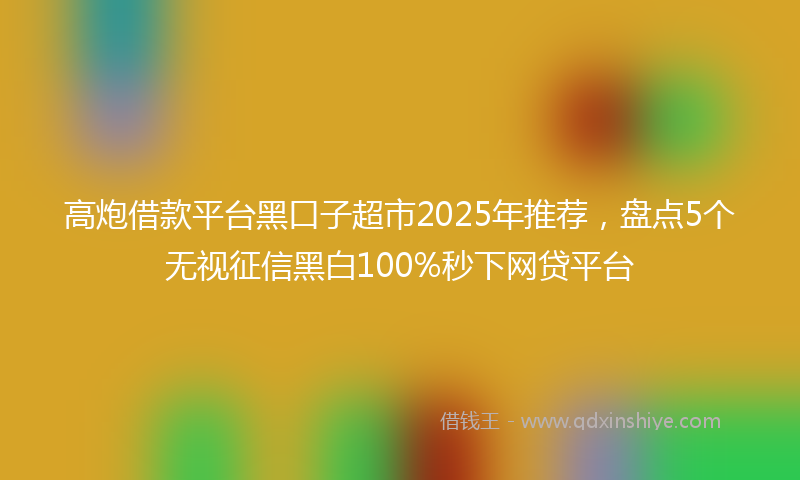 高炮借款平台黑口子超市2025年推荐，盘点5个无视征信黑白100%秒下网贷平台