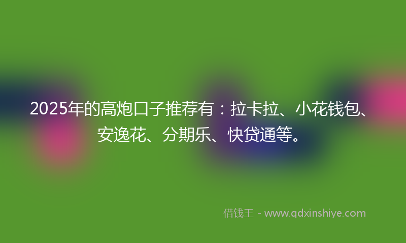 2025年的高炮口子推荐有：拉卡拉、小花钱包、安逸花、分期乐、快贷通等。
