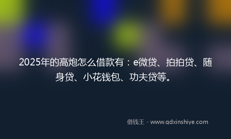 2025年的高炮怎么借款有：e微贷、拍拍贷、随身贷、小花钱包、功夫贷等。