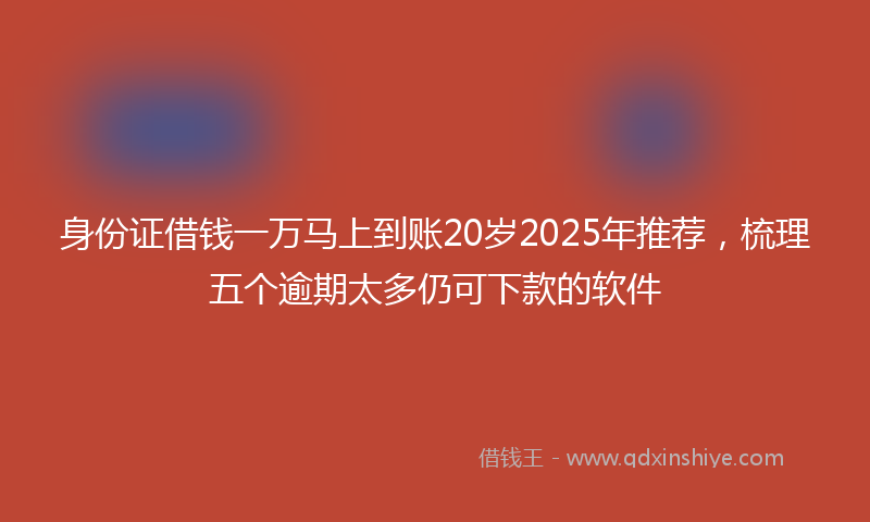 身份证借钱一万马上到账20岁2025年推荐，梳理五个逾期太多仍可下款的软件