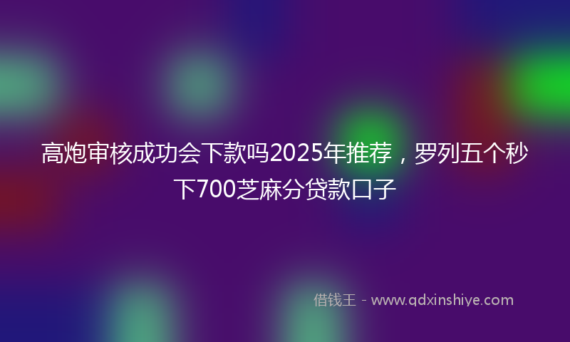 高炮审核成功会下款吗2025年推荐，罗列五个秒下700芝麻分贷款口子