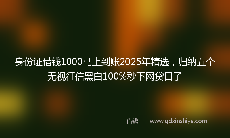 身份证借钱1000马上到账2025年精选，归纳五个无视征信黑白100%秒下网贷口子