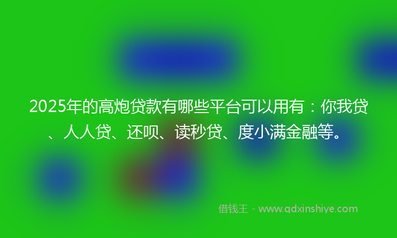 2025年的高炮贷款有哪些平台可以用有：你我贷、人人贷、还呗、读秒贷、度小满金融等。
