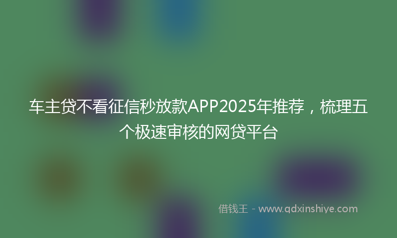 车主贷不看征信秒放款APP2025年推荐，梳理五个极速审核的网贷平台