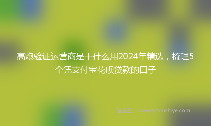 高炮验证运营商是干什么用2024年精选，梳理5个凭支付宝花呗贷款的口子