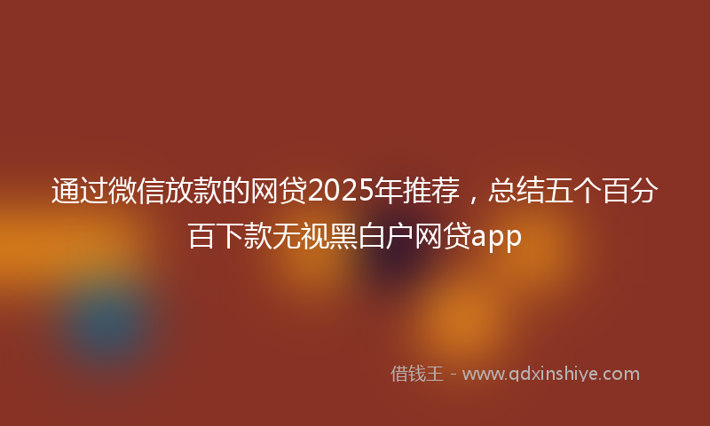 通过微信放款的网贷2025年推荐，总结五个百分百下款无视黑白户网贷app