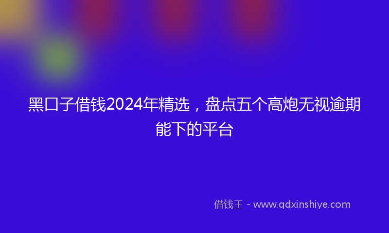 黑口子借钱2024年精选，盘点五个高炮无视逾期能下的平台