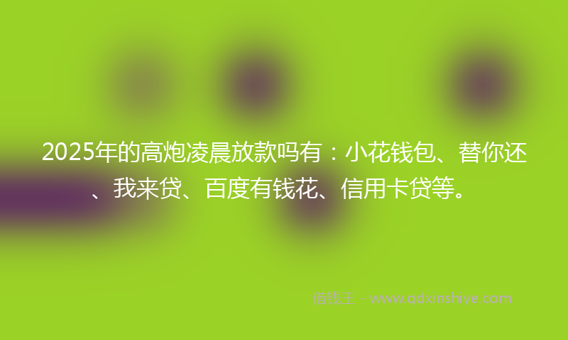 2025年的高炮凌晨放款吗有：小花钱包、替你还、我来贷、百度有钱花、信用卡贷等。