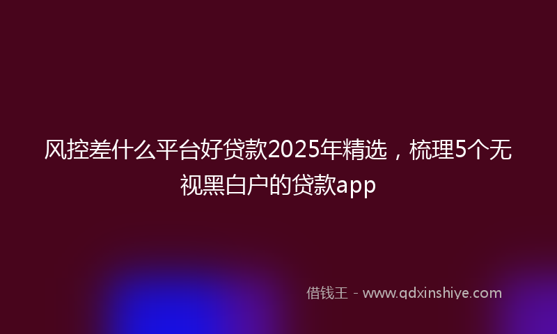 风控差什么平台好贷款2025年精选，梳理5个无视黑白户的贷款app