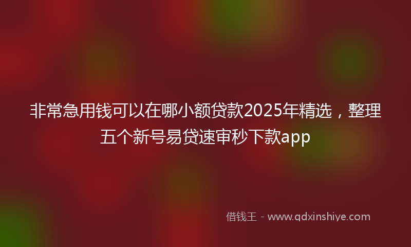 非常急用钱可以在哪小额贷款2025年精选，整理五个新号易贷速审秒下款app
