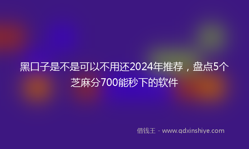 黑口子是不是可以不用还2024年推荐，盘点5个芝麻分700能秒下的软件