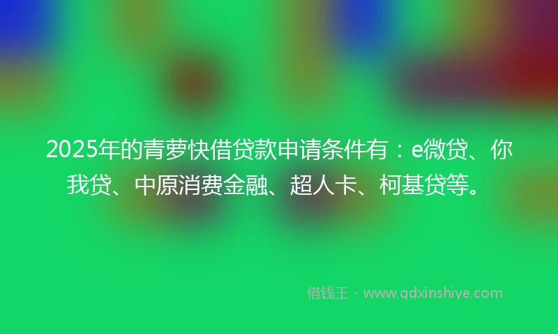 2025年的青萝快借贷款申请条件有：e微贷、你我贷、中原消费金融、超人卡、柯基贷等。