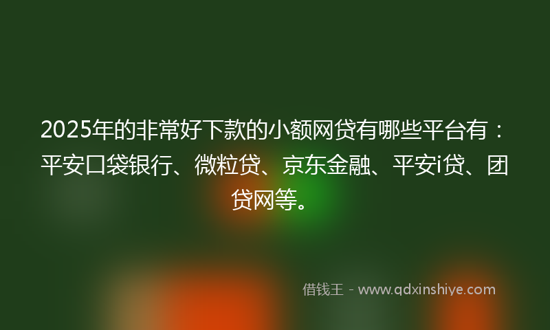 2025年的非常好下款的小额网贷有哪些平台有：平安口袋银行、微粒贷、京东金融、平安i贷、团贷网等。