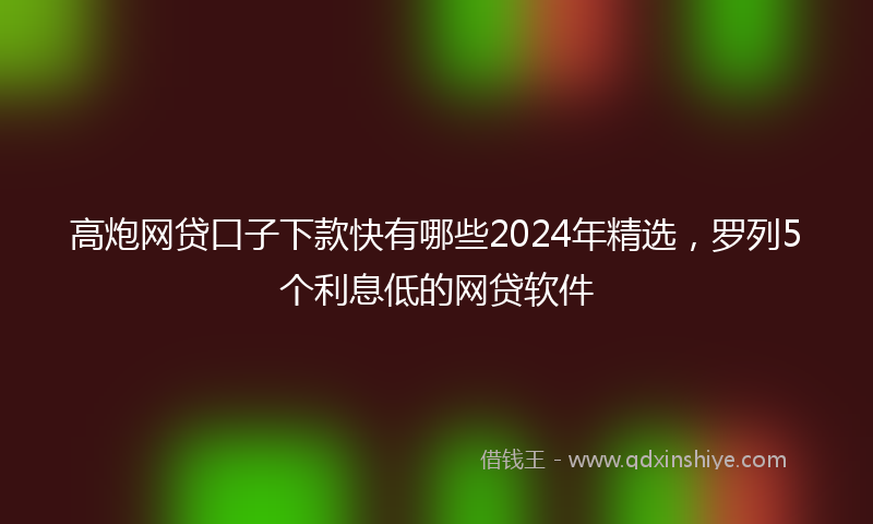 高炮网贷口子下款快有哪些2024年精选，罗列5个利息低的网贷软件