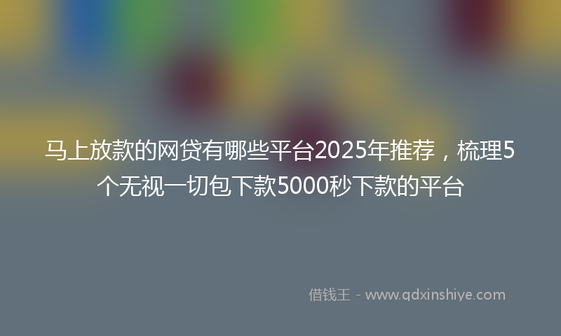 马上放款的网贷有哪些平台2025年推荐，梳理5个无视一切包下款5000秒下款的平台