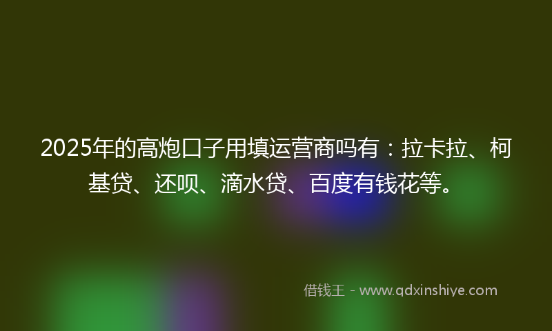 2025年的高炮口子用填运营商吗有：拉卡拉、柯基贷、还呗、滴水贷、百度有钱花等。