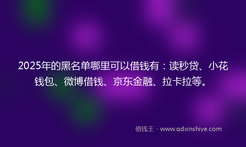 2025年的黑名单哪里可以借钱有：读秒贷、小花钱包、微博借钱、京东金融、拉卡拉等。