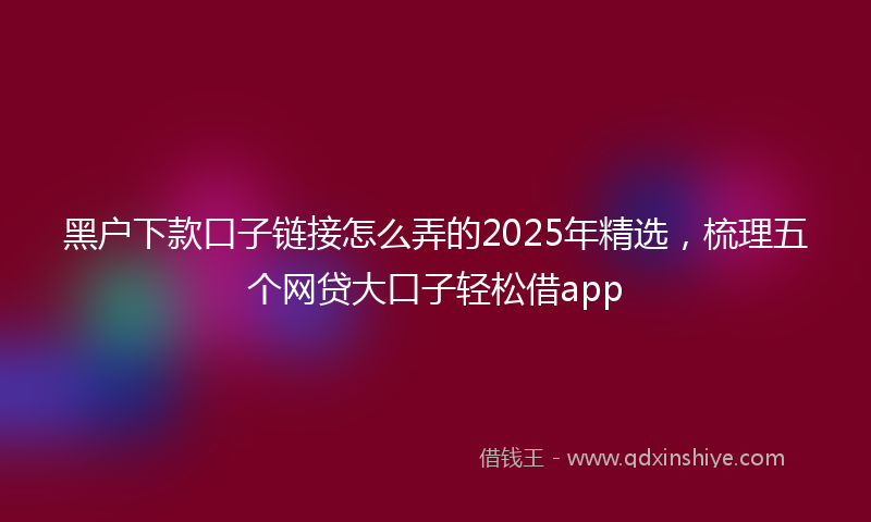 黑户下款口子链接怎么弄的2025年精选，梳理五个网贷大口子轻松借app