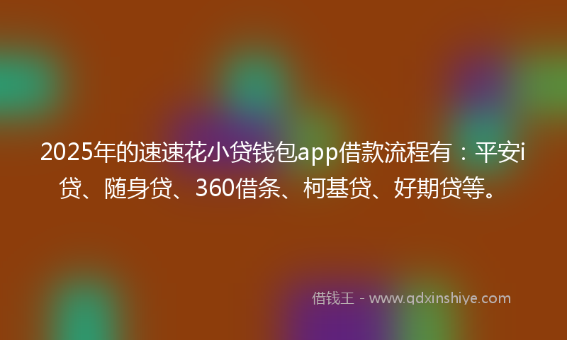 2025年的速速花小贷钱包app借款流程有：平安i贷、随身贷、360借条、柯基贷、好期贷等。